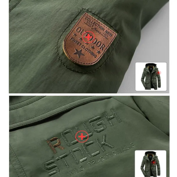 Men's Hiking Fleece Jacket Winter Jacket Thick Warm Hooded Parka Military Windbreaker Outdoor Detachable Cap Black Trench Coat Outerwear Hunting Ski Snowboard Camping Caving Army Green Khaki Blue