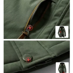 Men's Hiking Fleece Jacket Winter Jacket Thick Warm Hooded Parka Military Windbreaker Outdoor Detachable Cap Black Trench Coat Outerwear Hunting Ski Snowboard Camping Caving Army Green Khaki Blue
