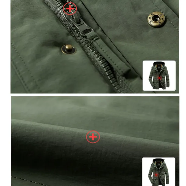 Men's Hiking Fleece Jacket Winter Jacket Thick Warm Hooded Parka Military Windbreaker Outdoor Detachable Cap Black Trench Coat Outerwear Hunting Ski Snowboard Camping Caving Army Green Khaki Blue