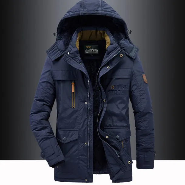 Men's Hiking Fleece Jacket Winter Jacket Thick Warm Hooded Parka Military Windbreaker Outdoor Detachable Cap Black Trench Coat Outerwear Hunting Ski Snowboard Camping Caving Army Green Khaki Blue