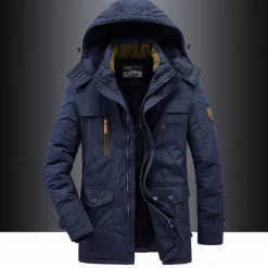 Men's Hiking Fleece Jacket Winter Jacket Thick Warm Hooded Parka Military Windbreaker Outdoor Detachable Cap Black Trench Coat Outerwear Hunting Ski Snowboard Camping Caving Army Green Khaki Blue