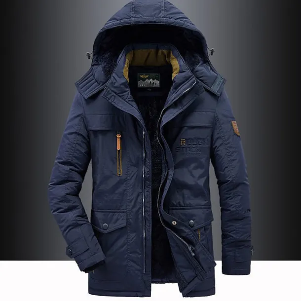 Men's Hiking Fleece Jacket Winter Jacket Thick Warm Hooded Parka Military Windbreaker Outdoor Detachable Cap Black Trench Coat Outerwear Hunting Ski Snowboard Camping Caving Army Green Khaki Blue