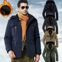 Men's Hiking Fleece Jacket Winter Jacket Thick Warm Hooded Parka Military Windbreaker Outdoor Detachable Cap Black Trench Coat Outerwear Hunting Ski Snowboard Camping Caving Army Green Khaki Blue