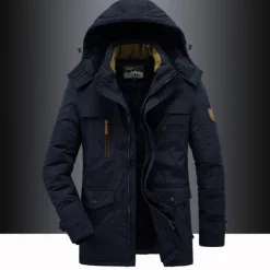 Men's Hiking Fleece Jacket Winter Jacket Thick Warm Hooded Parka Military Windbreaker Outdoor Detachable Cap Black Trench Coat Outerwear Hunting Ski Snowboard Camping Caving Army Green Khaki Blue