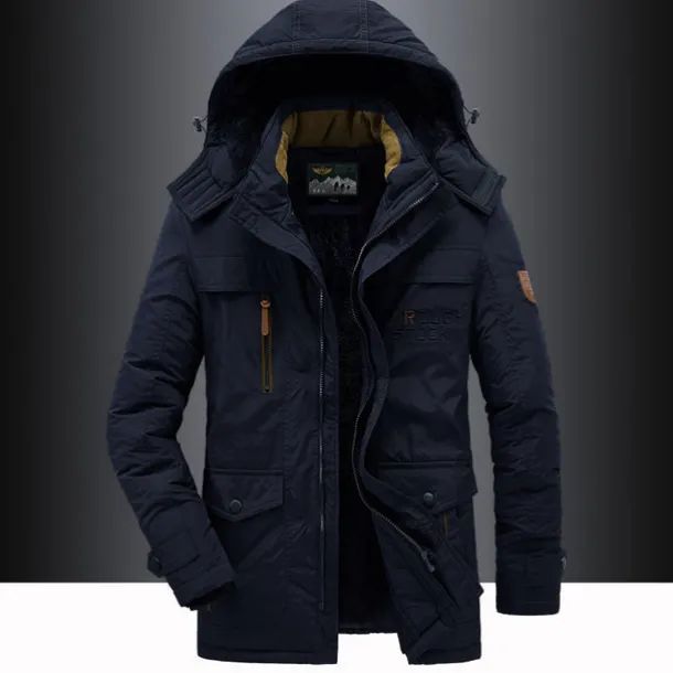 Men's Hiking Fleece Jacket Winter Jacket Thick Warm Hooded Parka Military Windbreaker Outdoor Detachable Cap Black Trench Coat Outerwear Hunting Ski Snowboard Camping Caving Army Green Khaki Blue