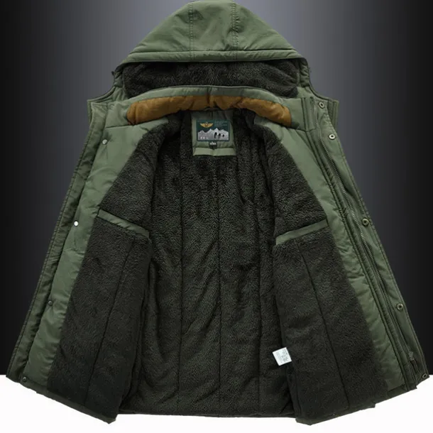 Men's Hiking Fleece Jacket Winter Jacket Thick Warm Hooded Parka Military Windbreaker Outdoor Detachable Cap Black Trench Coat Outerwear Hunting Ski Snowboard Camping Caving Army Green Khaki Blue