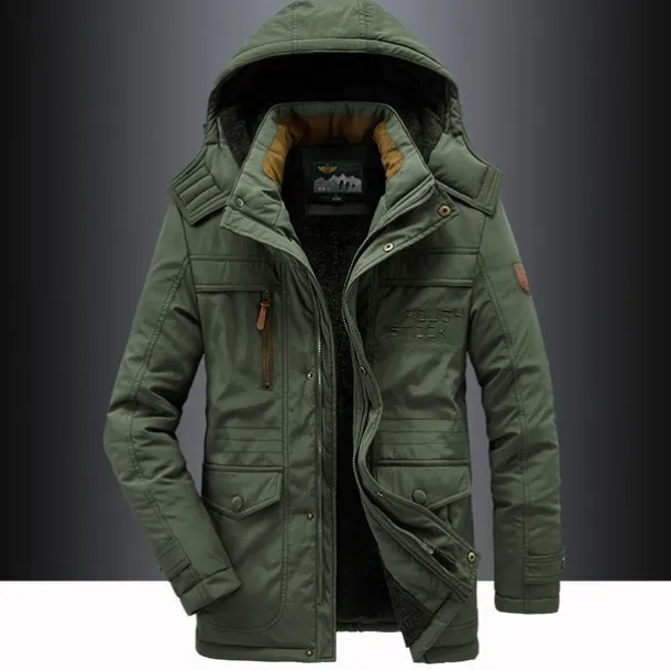 Men's Hiking Fleece Jacket Winter Jacket Thick Warm Hooded Parka Military Windbreaker Outdoor Detachable Cap Black Trench Coat Outerwear Hunting Ski Snowboard Camping Caving Army Green Khaki Blue
