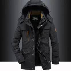 Men's Hiking Fleece Jacket Winter Jacket Thick Warm Hooded Parka Military Windbreaker Outdoor Detachable Cap Black Trench Coat Outerwear Hunting Ski Snowboard Camping Caving Army Green Khaki Blue