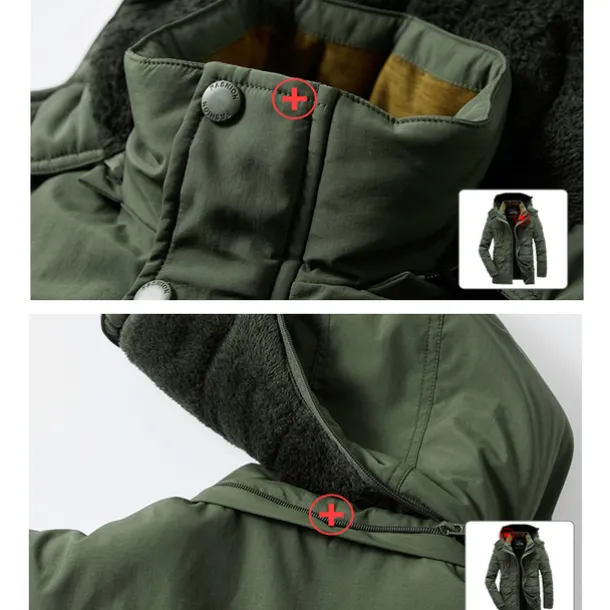 Men's Hiking Fleece Jacket Winter Jacket Thick Warm Hooded Parka Military Windbreaker Outdoor Detachable Cap Black Trench Coat Outerwear Hunting Ski Snowboard Camping Caving Army Green Khaki Blue