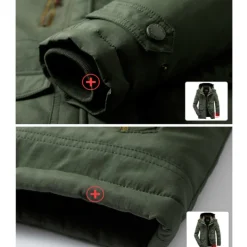Men's Hiking Fleece Jacket Winter Jacket Thick Warm Hooded Parka Military Windbreaker Outdoor Detachable Cap Black Trench Coat Outerwear Hunting Ski Snowboard Camping Caving Army Green Khaki Blue
