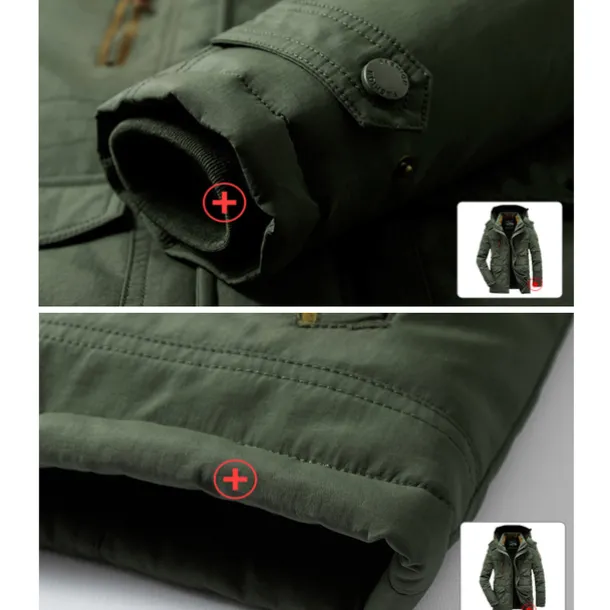 Men's Hiking Fleece Jacket Winter Jacket Thick Warm Hooded Parka Military Windbreaker Outdoor Detachable Cap Black Trench Coat Outerwear Hunting Ski Snowboard Camping Caving Army Green Khaki Blue