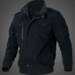 Men's Hiking Jacket Cargo Jacket Outdoor Windproof Windbreaker Jacket Traveling Black Army Green Khaki