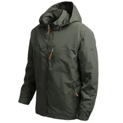 Men's Hiking Jacket Hiking Windbreaker Outdoor Thermal Warm Waterproof Windproof Breathable Outerwear Trench Coat Top Full Length Visible Zipper Hunting Fishing Climbing Black Army Green Grey Khaki