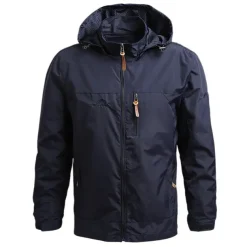 Men's Hiking Jacket Hiking Windbreaker Outdoor Thermal Warm Waterproof Windproof Breathable Outerwear Trench Coat Top Full Length Visible Zipper Hunting Fishing Climbing Black Army Green Grey Khaki