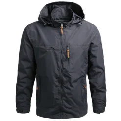 Men's Hiking Jacket Hiking Windbreaker Outdoor Thermal Warm Waterproof Windproof Breathable Outerwear Trench Coat Top Full Length Visible Zipper Hunting Fishing Climbing Black Army Green Grey Khaki