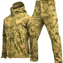 Men's Hiking Jacket Hiking Jacket with Pants Outdoor Camo Windproof Front Zipper Lightweight Jacket Clothing Suit Full Zip Camping / Hiking / Caving Dark Grey Black Yellow Army Green Blue