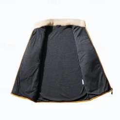 Men's Hiking Jacket Hiking Fleece Jacket Winter Outdoor Patchwork Thermal Warm Fleece Lining Fleece Jackets Full Zip Climbing Camping / Hiking / Caving Traveling Cream Khaki