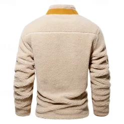 Men's Hiking Jacket Hiking Fleece Jacket Winter Outdoor Patchwork Thermal Warm Fleece Lining Fleece Jackets Full Zip Climbing Camping / Hiking / Caving Traveling Cream Khaki