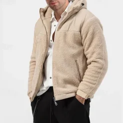 Men's Hiking Jacket Hiking Fleece Jacket Winter Outdoor Thermal Warm Fleece Lining Fleece Jackets Full Zip Climbing Camping / Hiking / Caving Traveling Black Light Grey Khaki Dark Blue