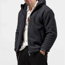 Men's Hiking Jacket Hiking Fleece Jacket Winter Outdoor Thermal Warm Fleece Lining Fleece Jackets Full Zip Climbing Camping / Hiking / Caving Traveling Black Light Grey Khaki Dark Blue