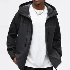 Men's Hiking Jacket Outdoor Color Block Waterproof Windproof Front Zipper Lightweight Jacket Full Zip Camping / Hiking / Caving Black Yellow Green Grey