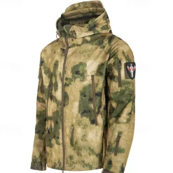 Men's Hiking Jacket Outdoor Camo Windproof Front Zipper Lightweight Jacket Full Zip Camping / Hiking / Caving Forest Green Black camouflage Black Army Green Camouflage