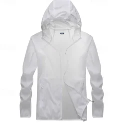 Men's Hiking Jacket Outdoor Sun Protection Breathable Multi-Pockets Front Zipper Lightweight Jacket Full Zip Beach White Blue Dark Blue Grey