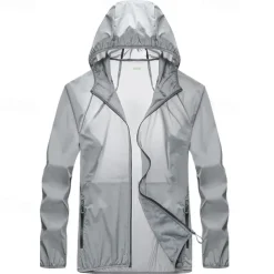 Men's Hiking Jacket Outdoor Sun Protection Breathable Multi-Pockets Front Zipper Lightweight Jacket Full Zip Beach White Blue Dark Blue Grey