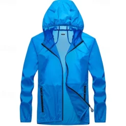Men's Hiking Jacket Outdoor Sun Protection Breathable Multi-Pockets Front Zipper Lightweight Jacket Full Zip Beach White Blue Dark Blue Grey