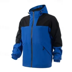 Men's Hiking Jacket Rain Jacket Raincoat Outdoor Patchwork Waterproof Breathable Quick Dry Jacket Single Slider Camping / Hiking / Caving Black Red Navy Blue Royal Blue