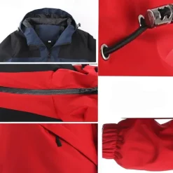 Men's Hiking Jacket Rain Jacket Raincoat Outdoor Patchwork Waterproof Breathable Quick Dry Jacket Single Slider Camping / Hiking / Caving Black Red Navy Blue Royal Blue