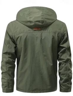 Men's Hiking Jacket Tactical Jacket Windcheater Jacket Sports Outdoor Camping & Hiking Waterproof Windbreaker Detachable Design Spring & Fall Solid Color Active Hooded Regular Black Green Khaki