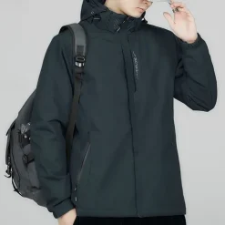 Men's Hiking Jacket Waterproof Hiking Jacket Rain Jacket Winter Outdoor Thermal Warm Waterproof Windproof Warm Outerwear Windbreaker Trench Coat Full Length Visible Zipper Fishing Climbing Camping