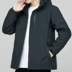 Men's Hiking Jacket Waterproof Hiking Jacket Rain Jacket Winter Outdoor Thermal Warm Waterproof Windproof Warm Outerwear Windbreaker Trench Coat Full Length Visible Zipper Fishing Climbing Camping