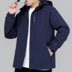 Men's Hiking Jacket Waterproof Hiking Jacket Rain Jacket Winter Outdoor Thermal Warm Waterproof Windproof Warm Outerwear Windbreaker Trench Coat Full Length Visible Zipper Fishing Climbing Camping