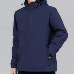 Men's Hiking Jacket Waterproof Hiking Jacket Rain Jacket Winter Outdoor Thermal Warm Waterproof Windproof Warm Outerwear Windbreaker Trench Coat Full Length Visible Zipper Fishing Climbing Camping