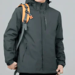 Men's Hiking Jacket Waterproof Hiking Jacket Rain Jacket Winter Outdoor Thermal Warm Waterproof Windproof Warm Outerwear Windbreaker Trench Coat Full Length Visible Zipper Fishing Climbing Camping