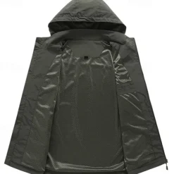 Men's Hiking Jacket Winter Outdoor Waterproof Windproof Front Zipper Lightweight Jacket Full Zip Camping / Hiking / Caving Black Army Green Khaki