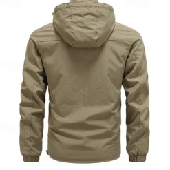 Men's Hiking Jacket Winter Outdoor Waterproof Windproof Front Zipper Lightweight Jacket Full Zip Camping / Hiking / Caving Black Army Green Khaki