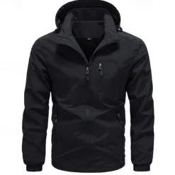 Men's Hiking Jacket Winter Outdoor Waterproof Windproof Front Zipper Lightweight Jacket Full Zip Camping / Hiking / Caving Black Army Green Khaki