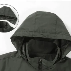 Men's Hiking Jacket Winter Outdoor Waterproof Windproof Front Zipper Lightweight Jacket Full Zip Camping / Hiking / Caving Black Army Green Khaki