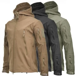 Men's Hiking Jacket Winter Outdoor Waterproof Windproof Front Zipper Lightweight Jacket Full Zip Camping / Hiking / Caving Dark Grey Black Army Green Khaki