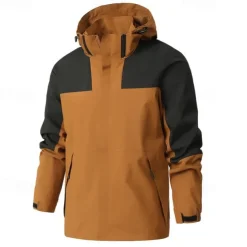 Men's Hiking Jacket Winter Outdoor Waterproof Windproof Front Zipper Lightweight Jacket Full Zip Camping / Hiking / Caving Black Blue Brown Beige