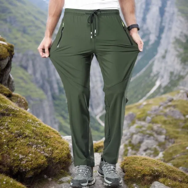 Men's Hiking Pants Trousers Waterproof Hiking Pants Summer Outdoor Regular Fit Breathable Quick Dry Stretchy Comfortable Bottoms Drawstring Elastic Waist Black Army Green Hunting Fishing Climbing M L