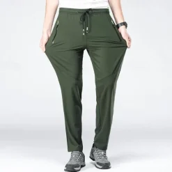 Men's Hiking Pants Trousers Waterproof Hiking Pants Summer Outdoor Regular Fit Breathable Quick Dry Stretchy Comfortable Bottoms Drawstring Elastic Waist Black Army Green Hunting Fishing Climbing M L