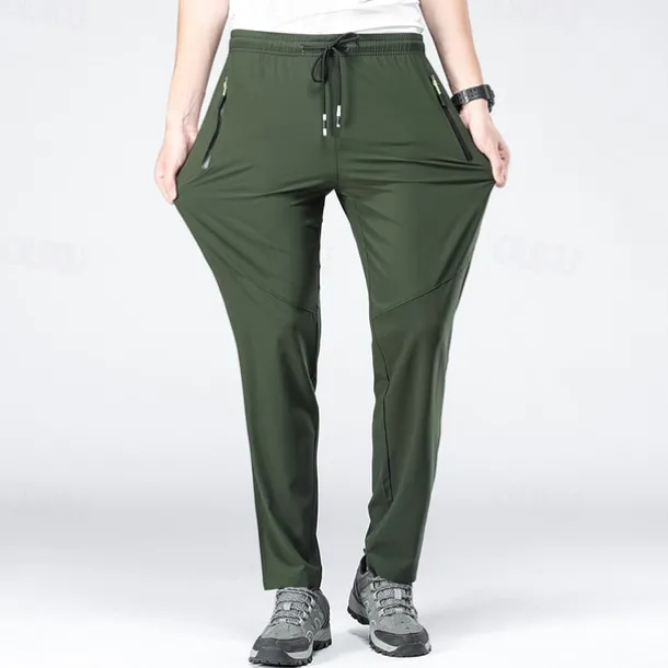 Men's Hiking Pants Trousers Waterproof Hiking Pants Summer Outdoor Regular Fit Breathable Quick Dry Stretchy Comfortable Bottoms Drawstring Elastic Waist Black Army Green Hunting Fishing Climbing M L