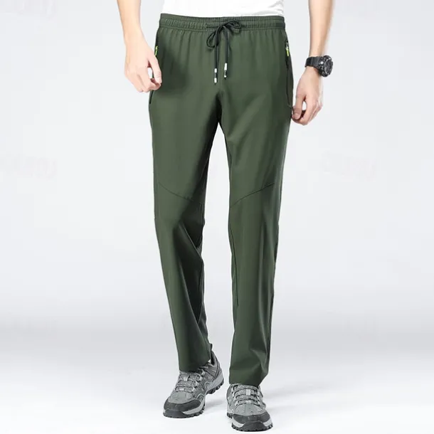 Men's Hiking Pants Trousers Waterproof Hiking Pants Summer Outdoor Regular Fit Breathable Quick Dry Stretchy Comfortable Bottoms Drawstring Elastic Waist Black Army Green Hunting Fishing Climbing M L