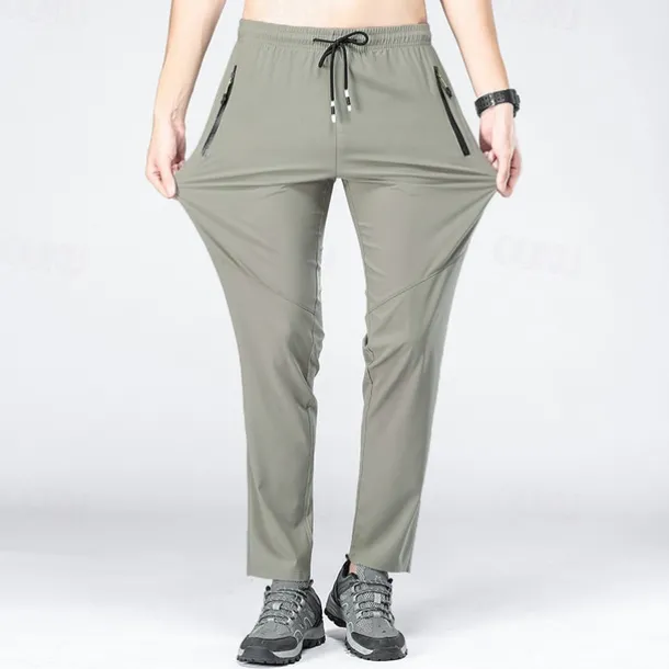 Men's Hiking Pants Trousers Waterproof Hiking Pants Summer Outdoor Regular Fit Breathable Quick Dry Stretchy Comfortable Bottoms Drawstring Elastic Waist Black Army Green Hunting Fishing Climbing M L