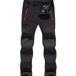 Men's Hiking Pants Trousers Fleece Lined Pants Softshell Pants Winter Outdoor Thermal Warm Windproof Fleece Lining Rain Waterproof Pants / Trousers Bottoms Elastic Waist Black Gray Softshell Hunting