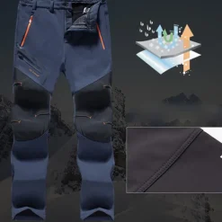 Men's Hiking Pants Trousers Fleece Lined Pants Softshell Pants Winter Outdoor Thermal Warm Windproof Fleece Lining Rain Waterproof Pants / Trousers Bottoms Elastic Waist Black Gray Softshell Hunting